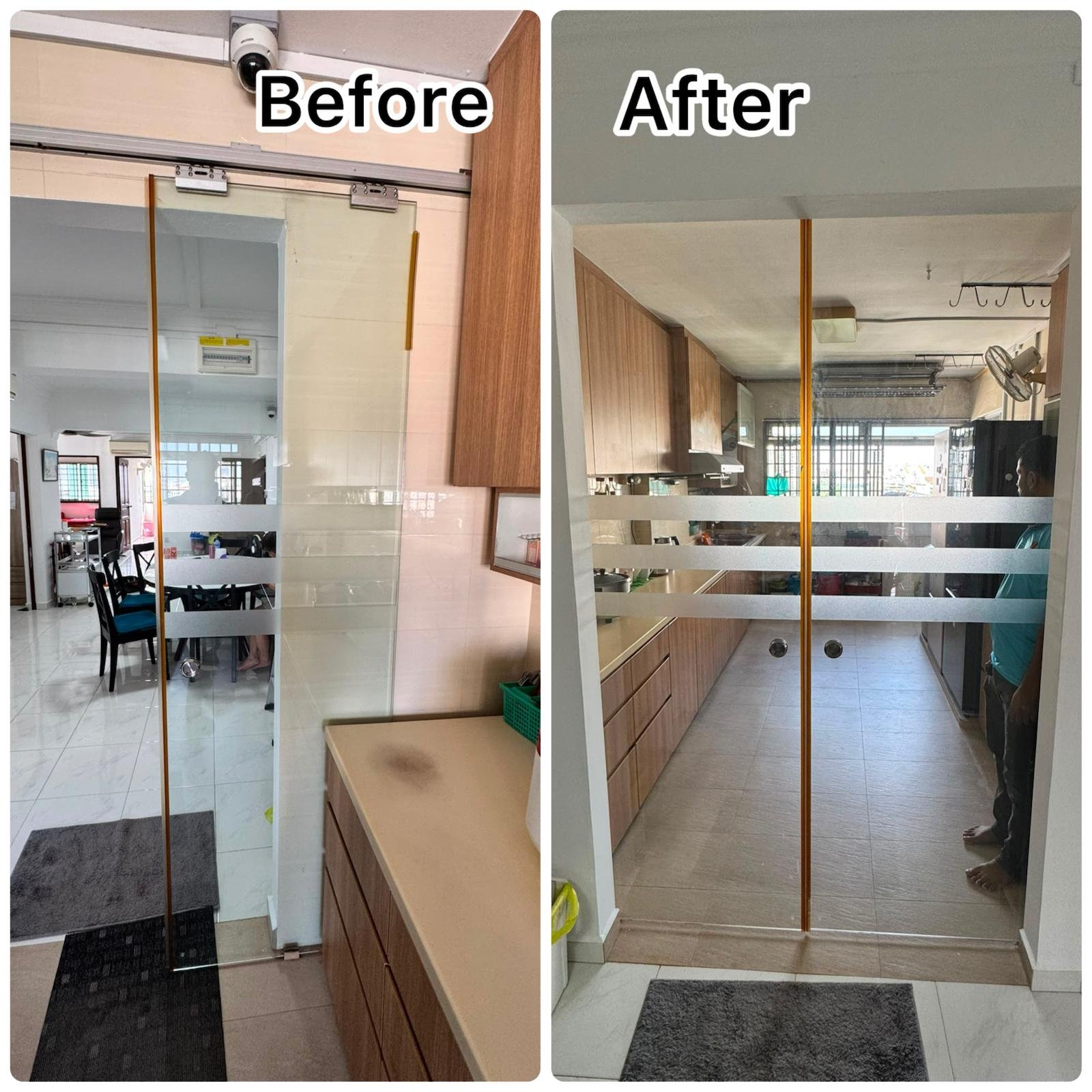 Kitchen Glass Sliding Door Replacement & Installation Service in Singapore